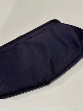 Vintage Morris Moskowitz Navy Satin Clutch Bag